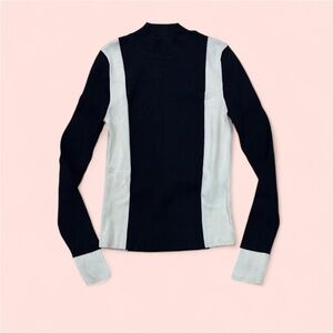 Zara Dark Navy Blue and White Women's Top